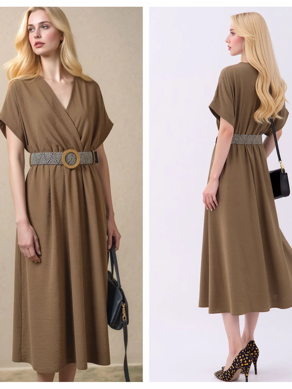 MADE IN ITALY ShopEvelynne Chic Wrap Maxi Dress with Statement Belt